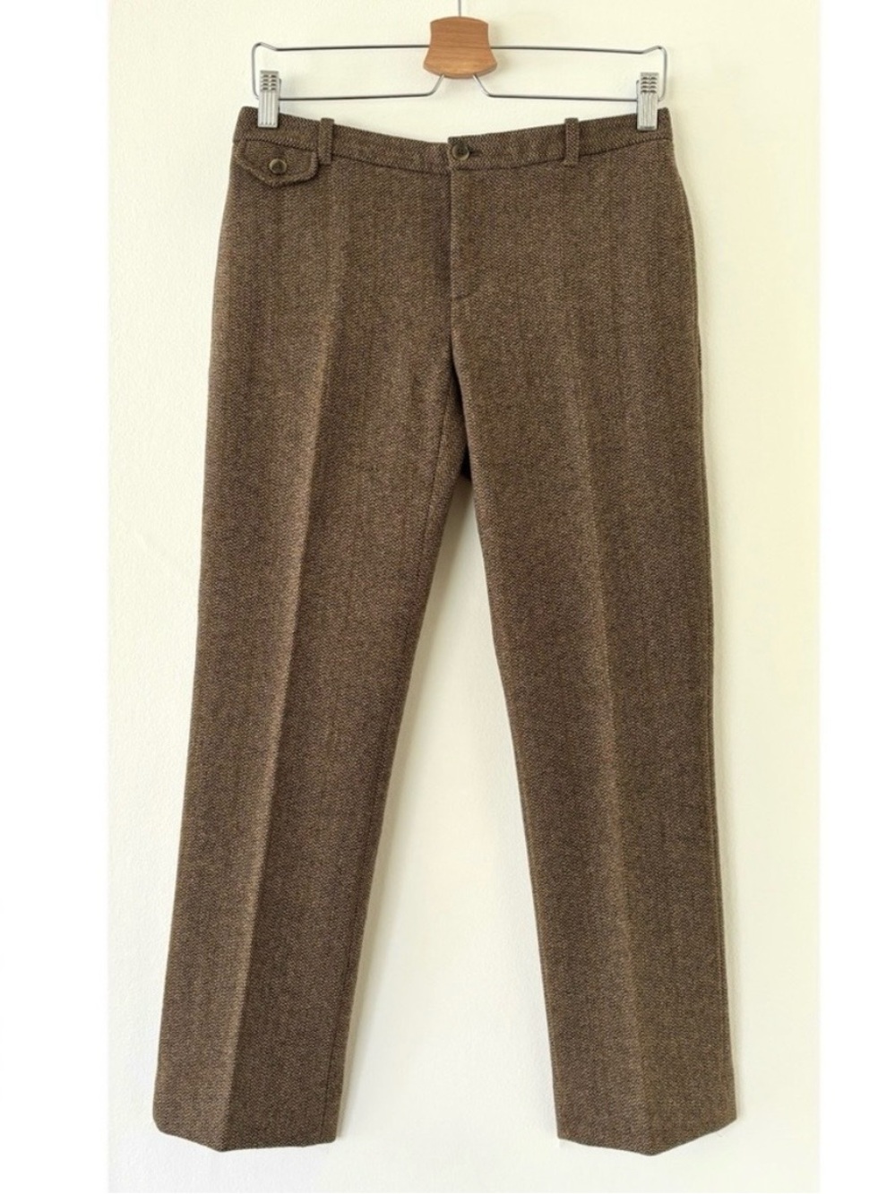 Ralph Lauren Blue Label Brown Herringbone Wool Trousers